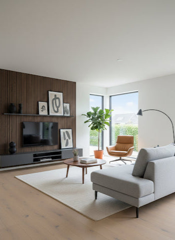 Akustikpanel- Røget Egetræ på sort MDF