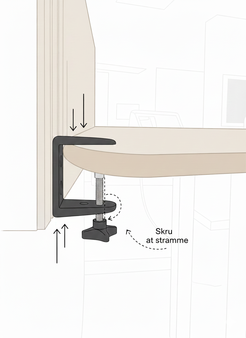 Bordskærm-pakke til skrivebord 180 cm inkl. beslag